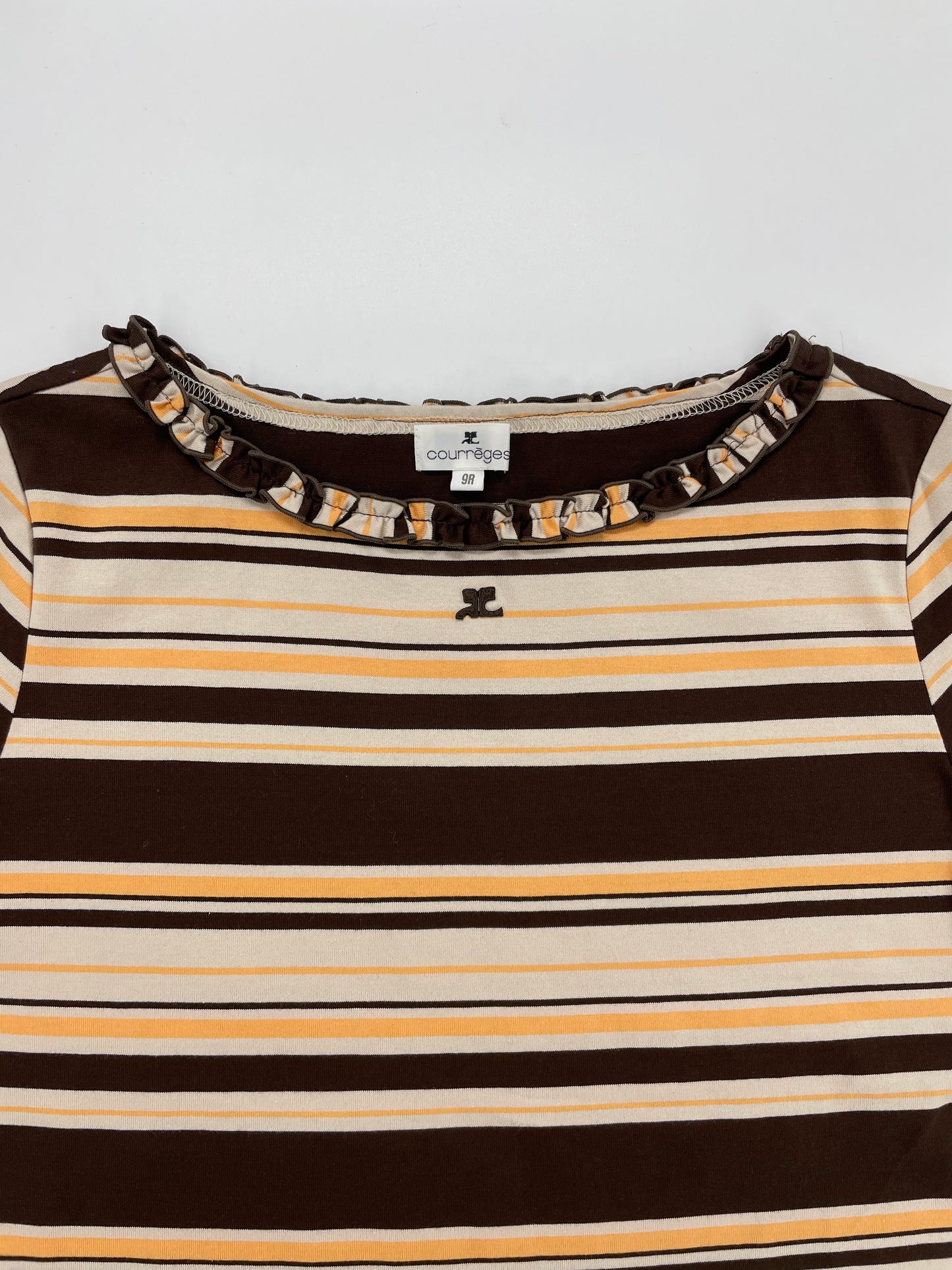 Courreges Striped Ruffle Tee