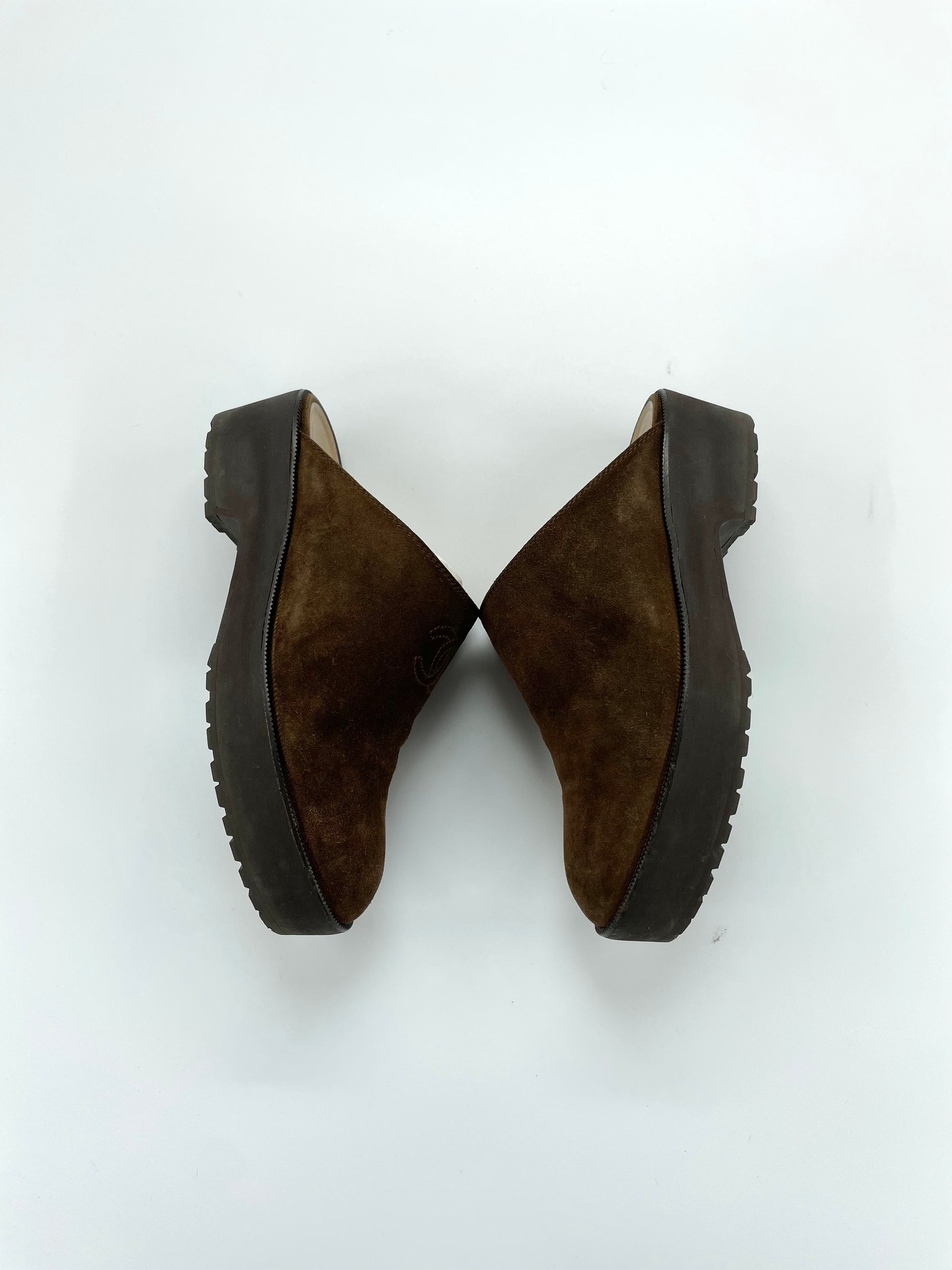 Chanel Brown Leather Platform Clogs ref.938423 - Joli Closet