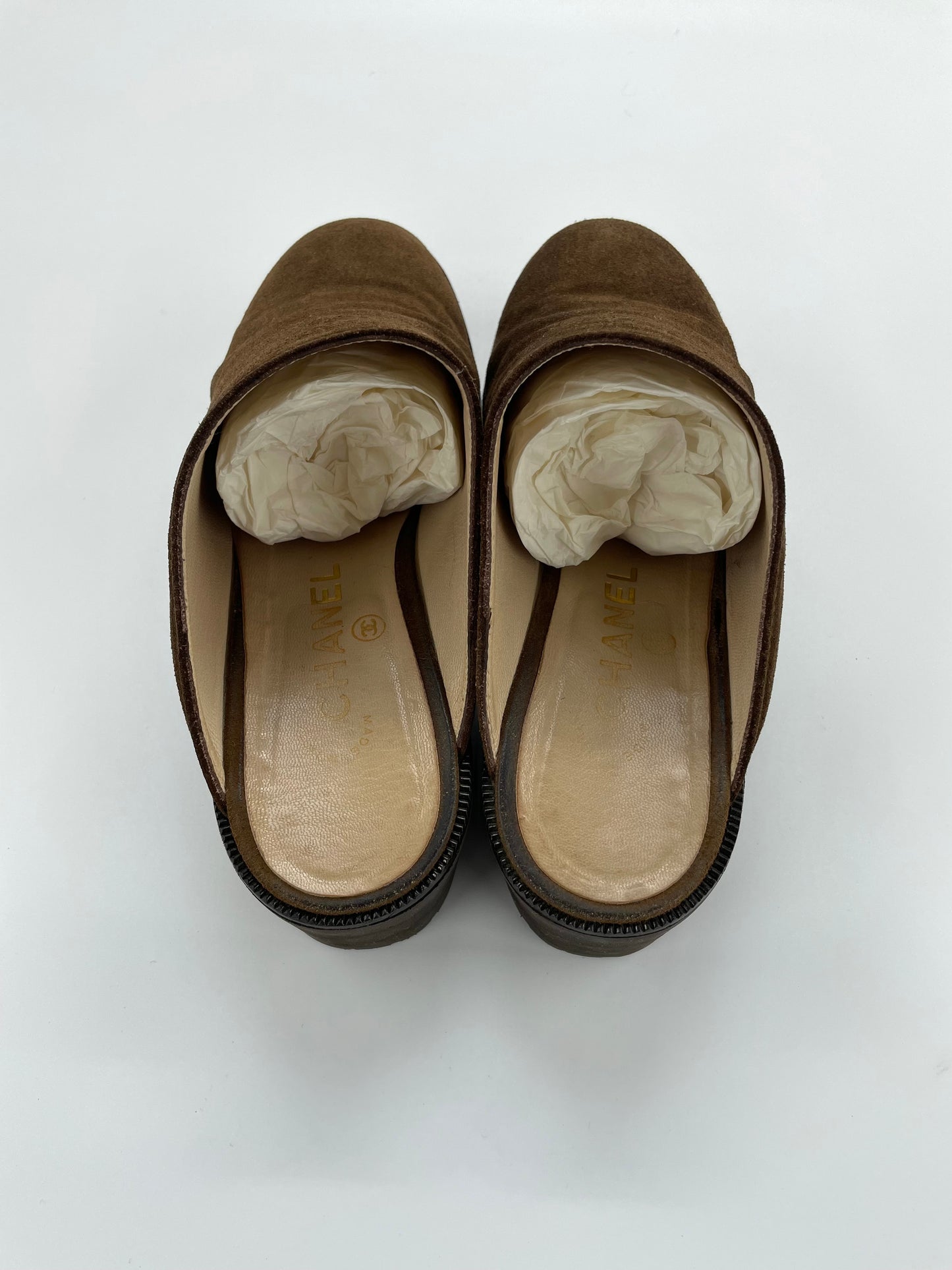 Vintage CHANEL Suede Clogs