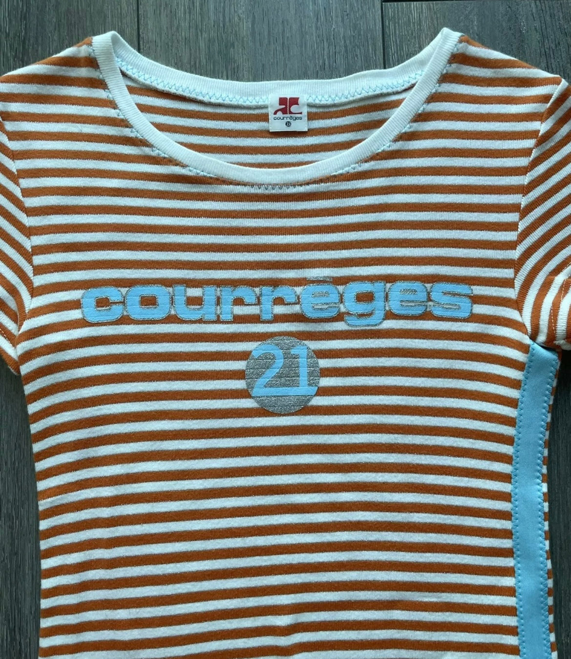 Courreges Orange Stripe T Shirt