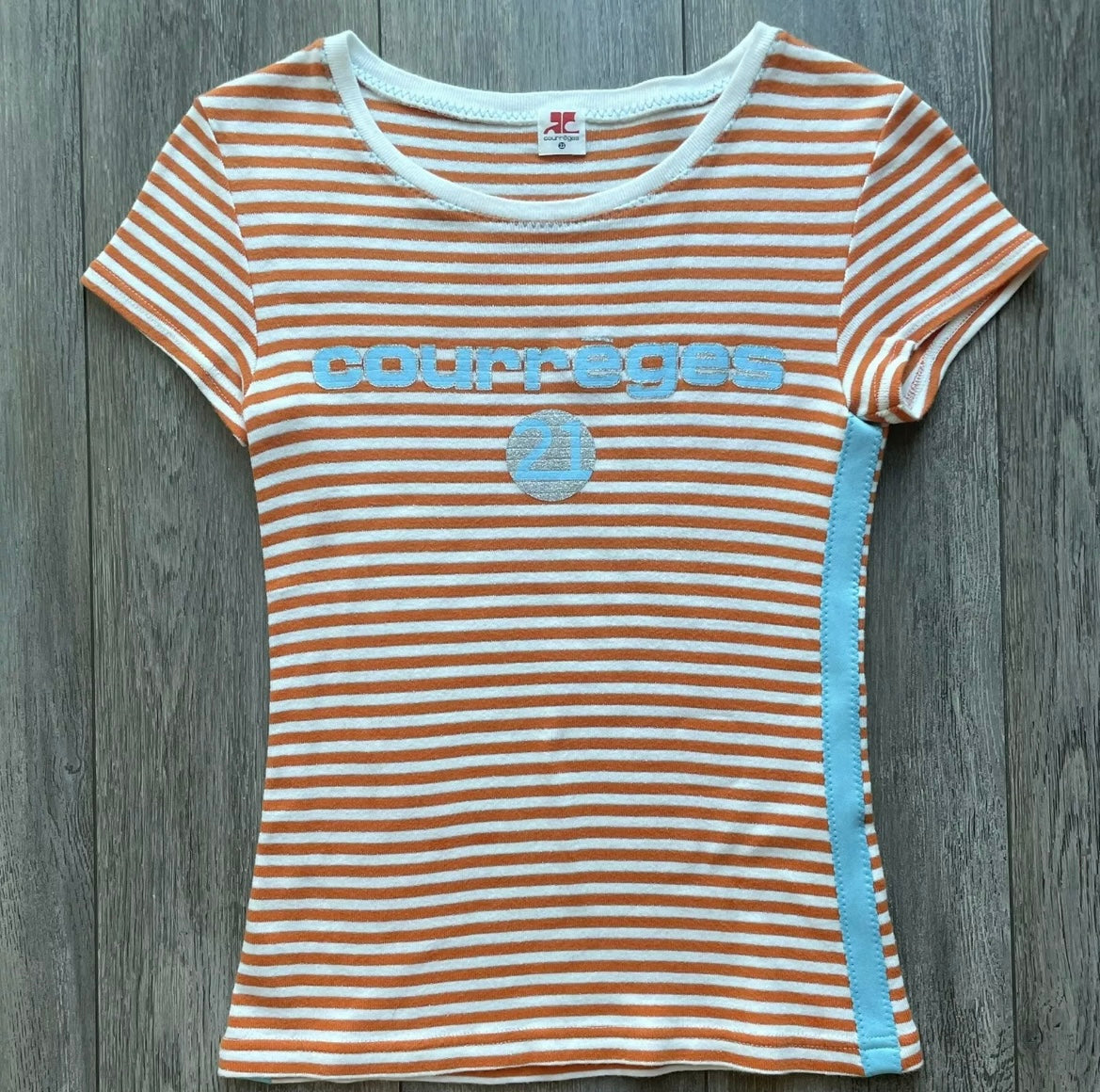 Courreges Orange Stripe T Shirt