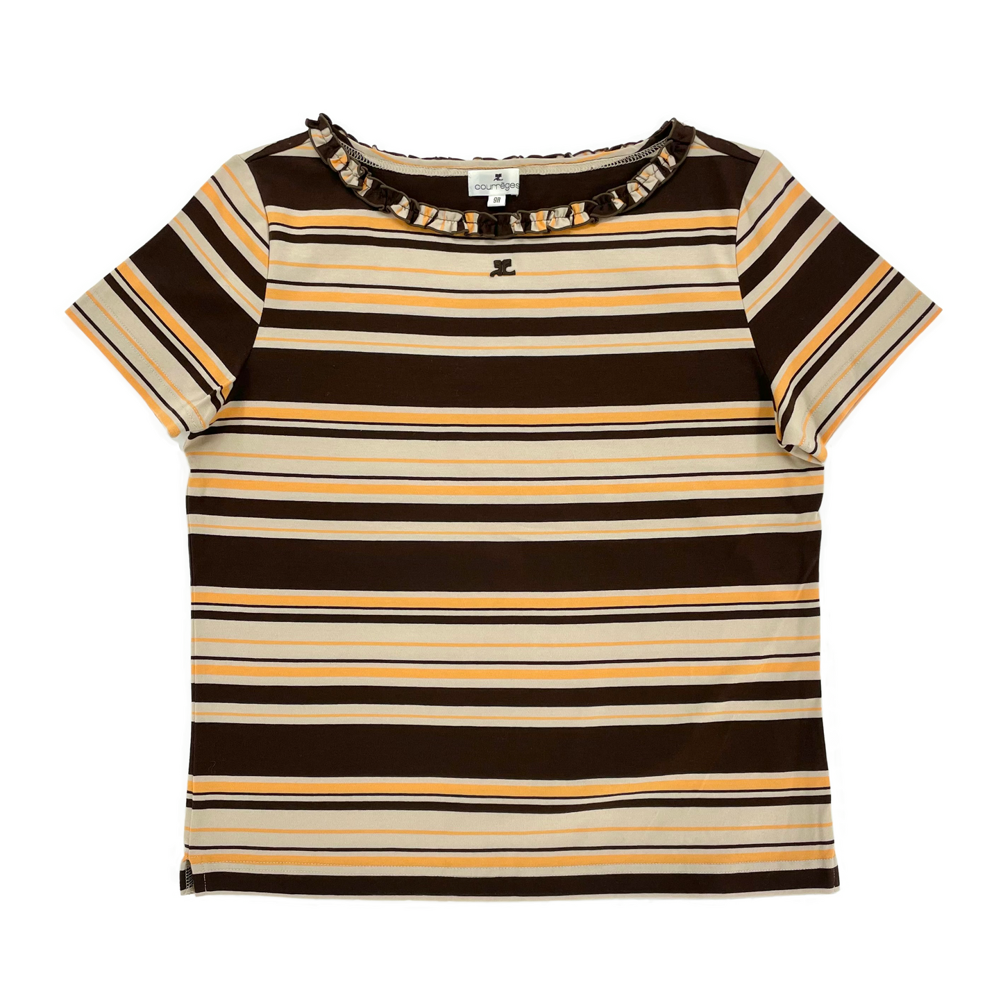 Courreges Striped Ruffle Tee