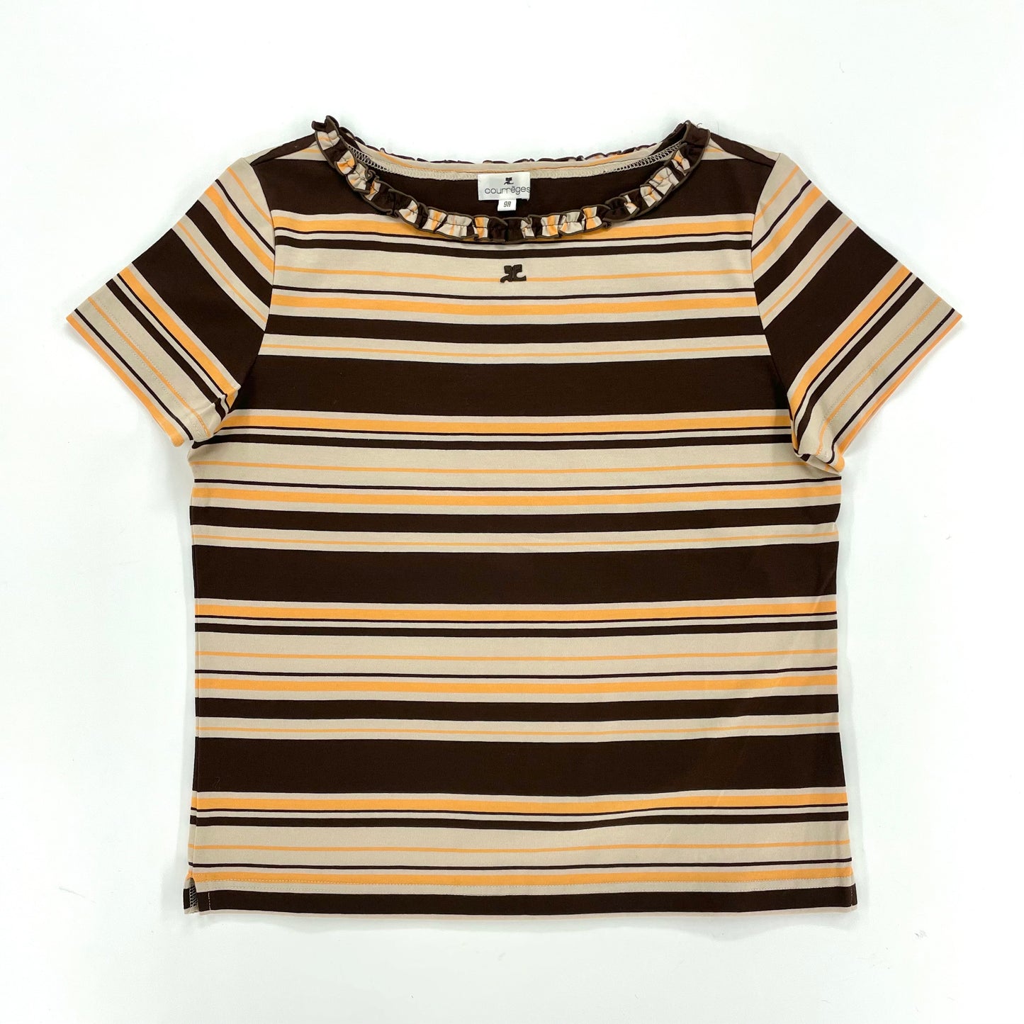 Courreges Striped Ruffle Tee