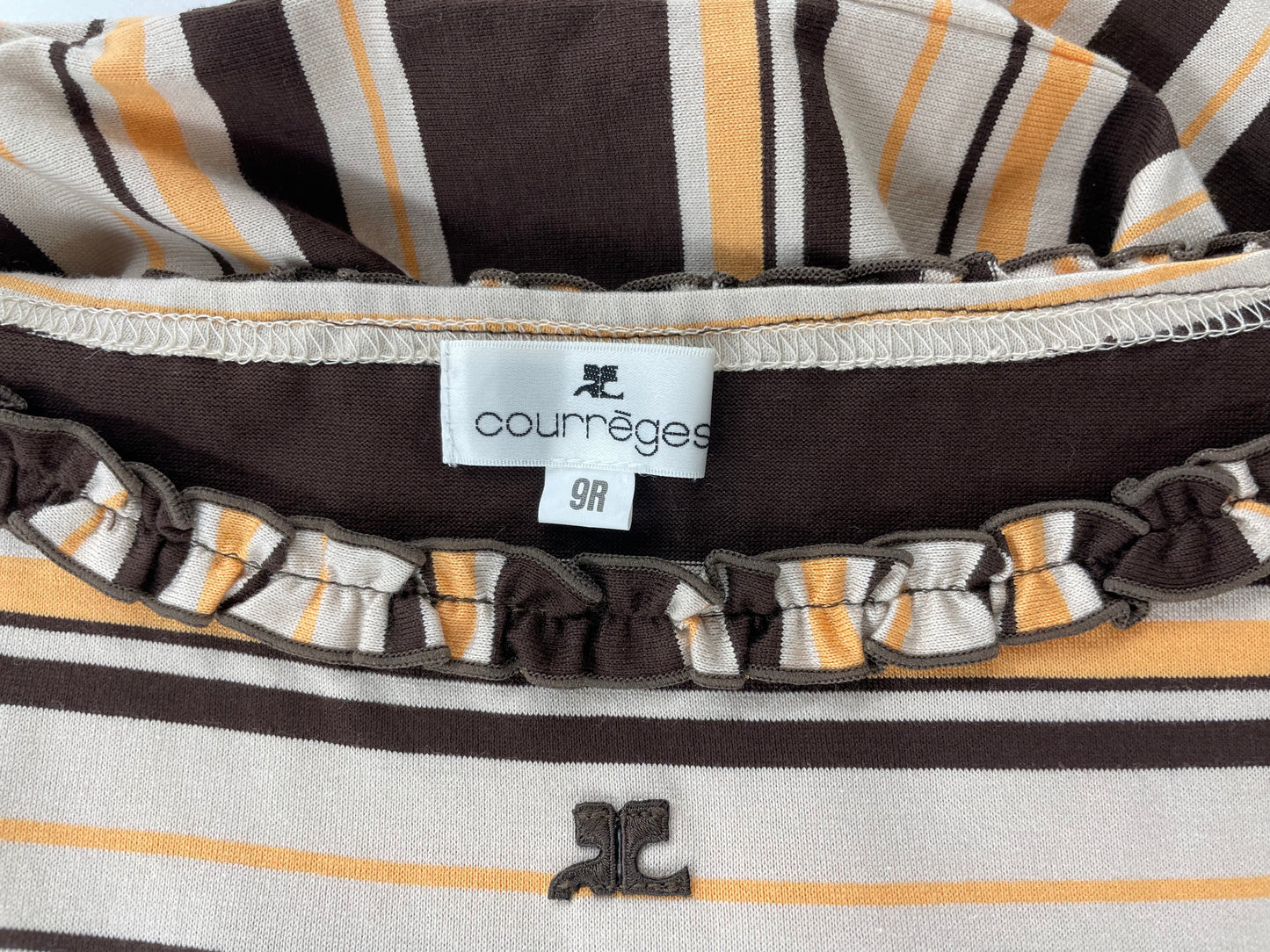 Courreges Striped Ruffle Tee