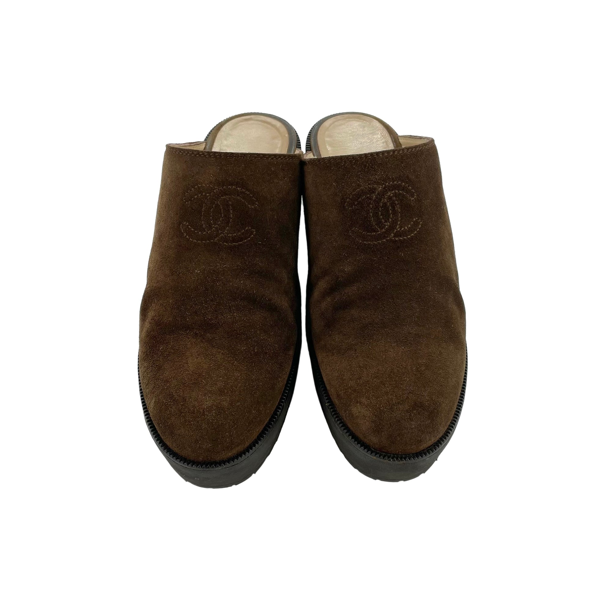CHANEL Size 5 Brown Suede Clogs – Labels Luxury